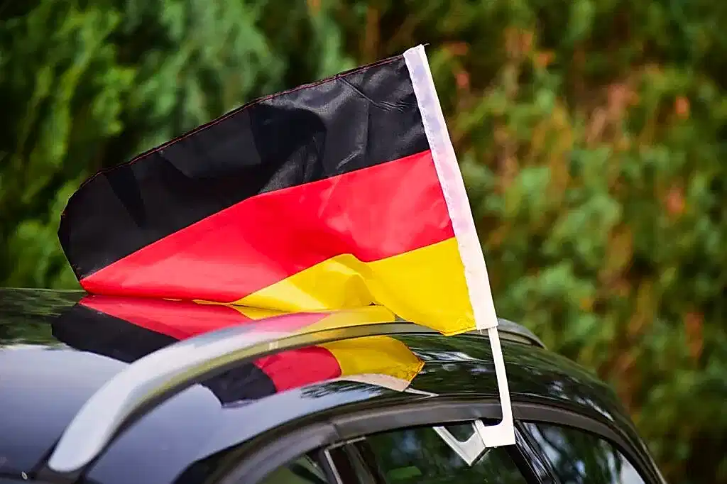 flags and pennants, germany colors, flag, black, red, gold, national, ornament, fan, football fan, germany, world championship, world cup, banner, soccer, reflection, automobile, sports, excited, german flag, public viewing